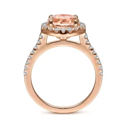 Sale Gabriel & Co. Carly - 14K Rose Gold Morganite and Diamond Halo Engagement Ring