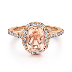 Sale Gabriel & Co. Carly - 14K Rose Gold Morganite and Diamond Halo Engagement Ring