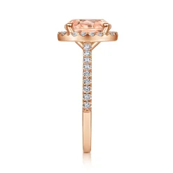 Sale Gabriel & Co. Carly - 14K Rose Gold Morganite and Diamond Halo Engagement Ring