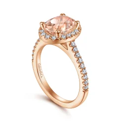 Sale Gabriel & Co. Carly - 14K Rose Gold Morganite and Diamond Halo Engagement Ring