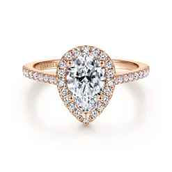 Hot Gabriel & Co. Carly - 14K Rose Gold Pear Shape Halo Diamond Engagement Ring