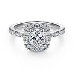Discount Gabriel & Co. Carly - 14K White Gold Cushion Halo Diamond Engagement Ring