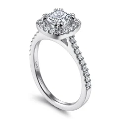 Discount Gabriel & Co. Carly - 14K White Gold Cushion Halo Diamond Engagement Ring
