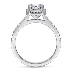 Clearance Gabriel & Co. Carly - 14K White Gold Emerald Halo Diamond Engagement Ring