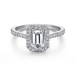 Clearance Gabriel & Co. Carly - 14K White Gold Emerald Halo Diamond Engagement Ring