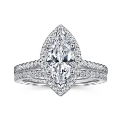 Gabriel & Co. Carly - 14K White Gold Marquise Shape Halo Diamond Engagement Ring