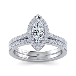 Hot Gabriel & Co. Carly - 14K White Gold Marquise Shape Halo Diamond Engagement Ring