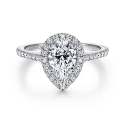 Outlet Gabriel & Co. Carly - 14K White Gold Pear Shape Halo Diamond Engagement Ring