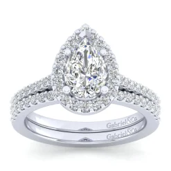 Outlet Gabriel & Co. Carly - 14K White Gold Pear Shape Halo Diamond Engagement Ring