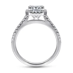 New Gabriel & Co. Carly - 14K White Gold Princess Halo Diamond Engagement Ring
