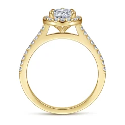 Clearance Gabriel & Co. Carly - 14K Yellow Gold Pear Shape Halo Diamond Engagement Ring