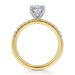 New Gabriel & Co. Carmellia - 14K White-Yellow Gold Oval Diamond Engagement Ring
