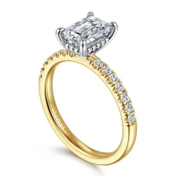 Online Gabriel & Co. Carmellia - 14K White-Yellow Gold Emerald Cut Diamond Engagement Ring