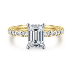 Online Gabriel & Co. Carmellia - 14K White-Yellow Gold Emerald Cut Diamond Engagement Ring