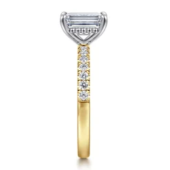 Online Gabriel & Co. Carmellia - 14K White-Yellow Gold Emerald Cut Diamond Engagement Ring