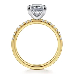 Clearance Gabriel & Co. Carmellia - 14K White-Yellow Gold Princess Cut Diamond Engagement Ring