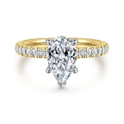 Best Gabriel & Co. Carmellia - 14K White-Yellow Gold Pear Shape Diamond Engagement Ring