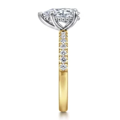 Best Gabriel & Co. Carmellia - 14K White-Yellow Gold Pear Shape Diamond Engagement Ring