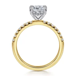 Discount Gabriel & Co. Carmellia - 14K White-Yellow Gold Cushion Cut Diamond Engagement Ring
