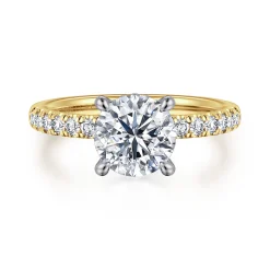 Sale Gabriel & Co. Carmellia - 14K White-Yellow Gold Round Diamond Engagement Ring