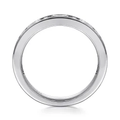 Best Gabriel & Co. Caro - 14K White Gold Channel Baguette and Round Diamond Anniversary Band - 0.8 ct