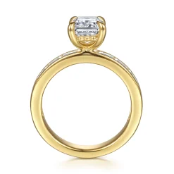 New Gabriel & Co. Carolie - 14K Yellow Gold Emerald Cut Channel Set Baguette Diamond Engagement Ring
