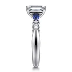 Gabriel & Co. Carrie - 14K White Gold Emerald Cut Five Stone Sapphire and Diamond Engagement Ring