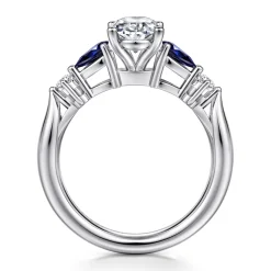 Hot Gabriel & Co. Carrie - 14K White Gold Oval Five Stone Sapphire and Diamond Engagement Ring