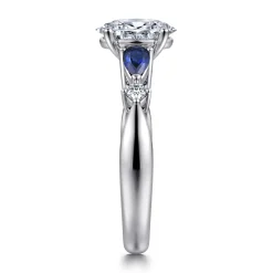 Hot Gabriel & Co. Carrie - 14K White Gold Oval Five Stone Sapphire and Diamond Engagement Ring