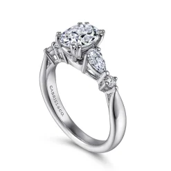 Discount Gabriel & Co. Carrie - 14K White Gold Oval Five Stone Diamond Engagement Ring