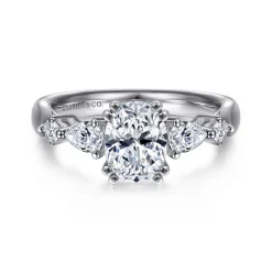 Discount Gabriel & Co. Carrie - 14K White Gold Oval Five Stone Diamond Engagement Ring