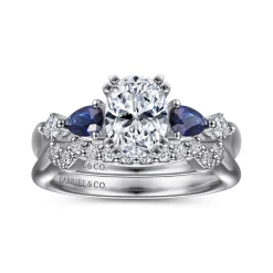 Hot Gabriel & Co. Carrie - 14K White Gold Oval Five Stone Sapphire and Diamond Engagement Ring