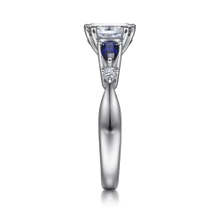 Hot Gabriel & Co. Carrie - 14K White Gold Oval Five Stone Sapphire and Diamond Engagement Ring