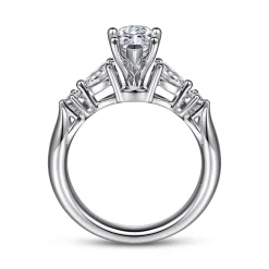 Best Gabriel & Co. Carrie - 14K White Gold Pear Shape Five Stone Diamond Engagement Ring