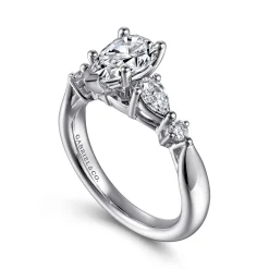 Best Gabriel & Co. Carrie - 14K White Gold Pear Shape Five Stone Diamond Engagement Ring