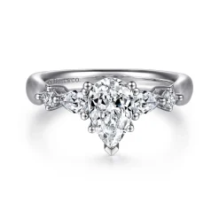Best Gabriel & Co. Carrie - 14K White Gold Pear Shape Five Stone Diamond Engagement Ring