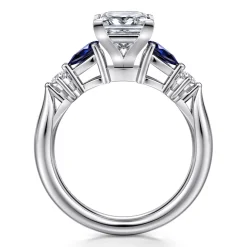 Best Gabriel & Co. Carrie - 14K White Gold Princess Cut Five Stone Sapphire and Diamond Engagement Ring