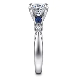 Hot Gabriel & Co. Carrie - 14K White Gold Round Five Stone Sapphire and Diamond Engagement Ring