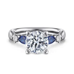 Hot Gabriel & Co. Carrie - 14K White Gold Round Five Stone Sapphire and Diamond Engagement Ring