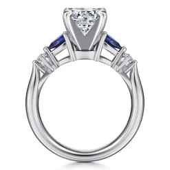 Hot Gabriel & Co. Carrie - 14K White Gold Round Five Stone Sapphire and Diamond Engagement Ring