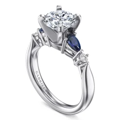 Hot Gabriel & Co. Carrie - 14K White Gold Round Five Stone Sapphire and Diamond Engagement Ring