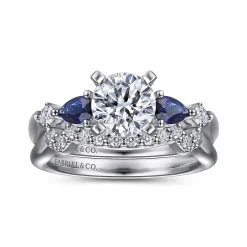 Outlet Gabriel & Co. Carrie - 14K White Gold Round Five Stone Sapphire and Diamond Engagement Ring