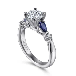 Outlet Gabriel & Co. Carrie - 14K White Gold Round Five Stone Sapphire and Diamond Engagement Ring