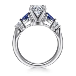 Outlet Gabriel & Co. Carrie - 14K White Gold Round Five Stone Sapphire and Diamond Engagement Ring