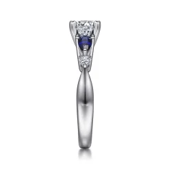 Outlet Gabriel & Co. Carrie - 14K White Gold Round Five Stone Sapphire and Diamond Engagement Ring