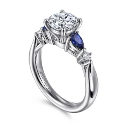 Online Gabriel & Co. Carrie - 14K White Gold Round Five Stone Sapphire and Diamond Engagement Ring
