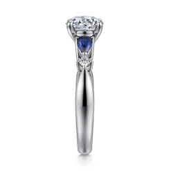 Online Gabriel & Co. Carrie - 14K White Gold Round Five Stone Sapphire and Diamond Engagement Ring