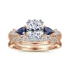 New Gabriel & Co. Carrie - 14K White-Rose Gold Oval Five Stone Sapphire and Diamond Engagement Ring