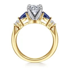 Online Gabriel & Co. Carrie - 14K White-Yellow Gold Round Five Stone Sapphire and Diamond Engagement Ring