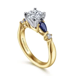 Online Gabriel & Co. Carrie - 14K White-Yellow Gold Round Five Stone Sapphire and Diamond Engagement Ring